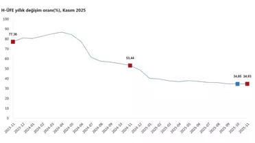 Kasım 2025'te Hizmet Üretici Fiyatları Yüzde 34,93 Artışla Yükseldi, Aylık %0,70 Düşüş Gösterdi