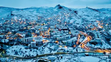 Dron ile çekilmiş Tunceli kar manzarası