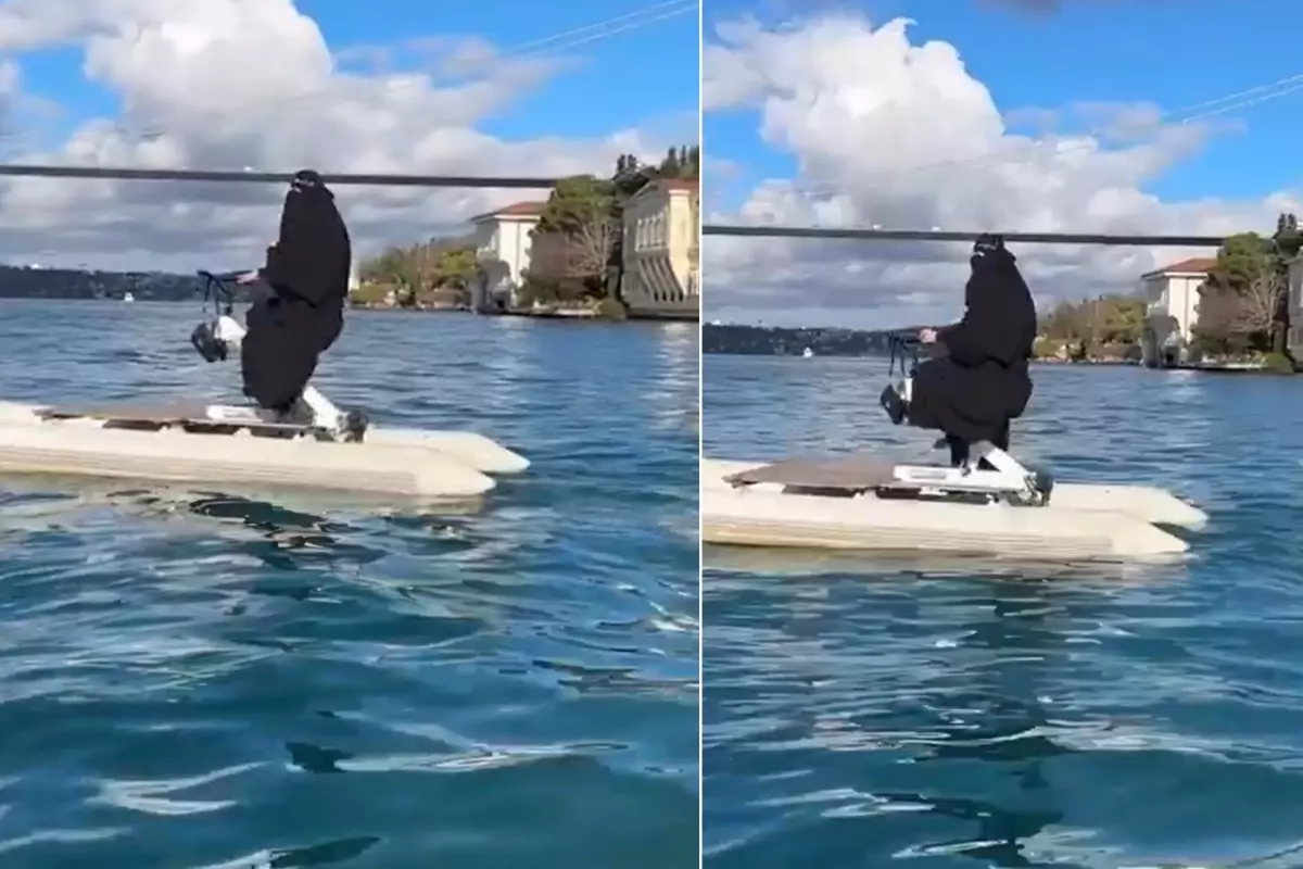 Boğaz’da Su Bisikletiyle Şaşırtan Kadın: "Peçeliyiz diye mağarada mı yaşıyorsunuz?"