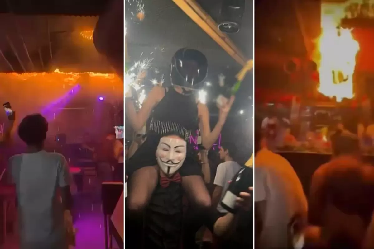 Yangın sonrası dumanlı kayak merkezi