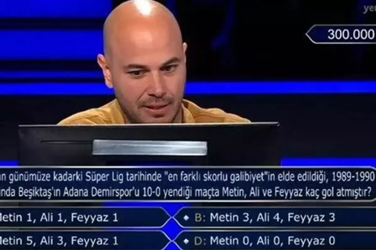 Kim Milyoner Olmak İster'de 300 Bin TL'lik Soru: Beşiktaş vs Adana Demirspor Tarihi Karşılaşma