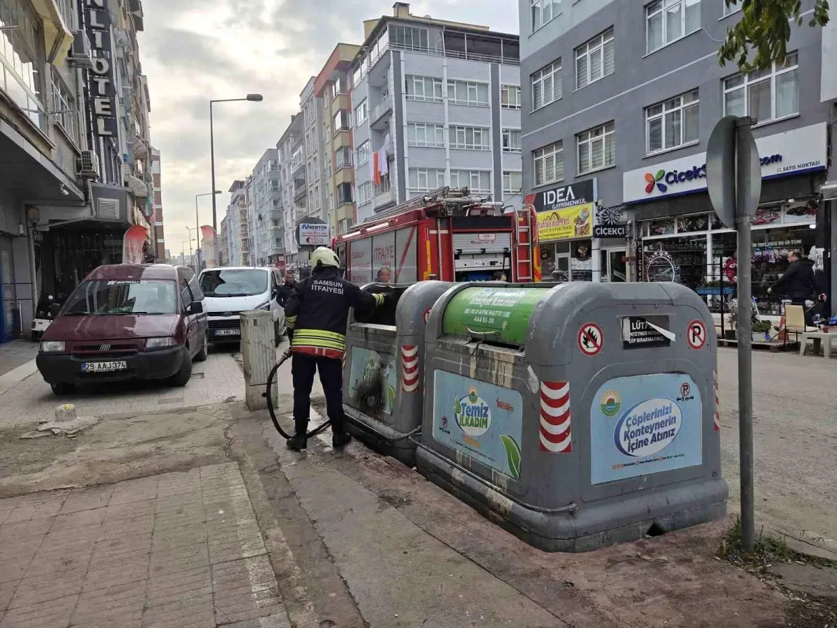 Samsun İlkadım’da Çöp Konteyneri Yangını Kontrol Altına Alındı