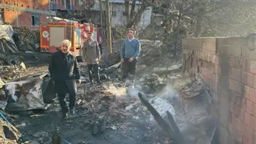 Erbaa'da yanmış tek katlı evin kalıntıları