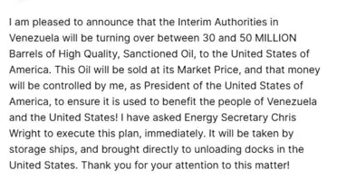Trump, Venezuela'dan 30-50 Milyon Varil Petrol Alımını Onayladı