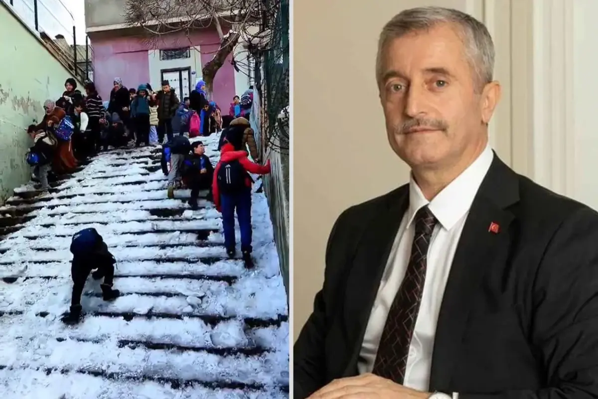 Şahinbey'de Okul Merdiveni Buz Pistine Dönüştü, Belediye Sessiz Kaldı