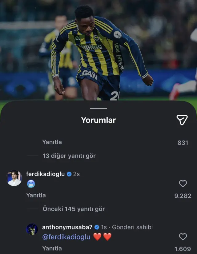 Ferdi Kadıoğlu’nun yorum yaptığı ekran görüntüsü