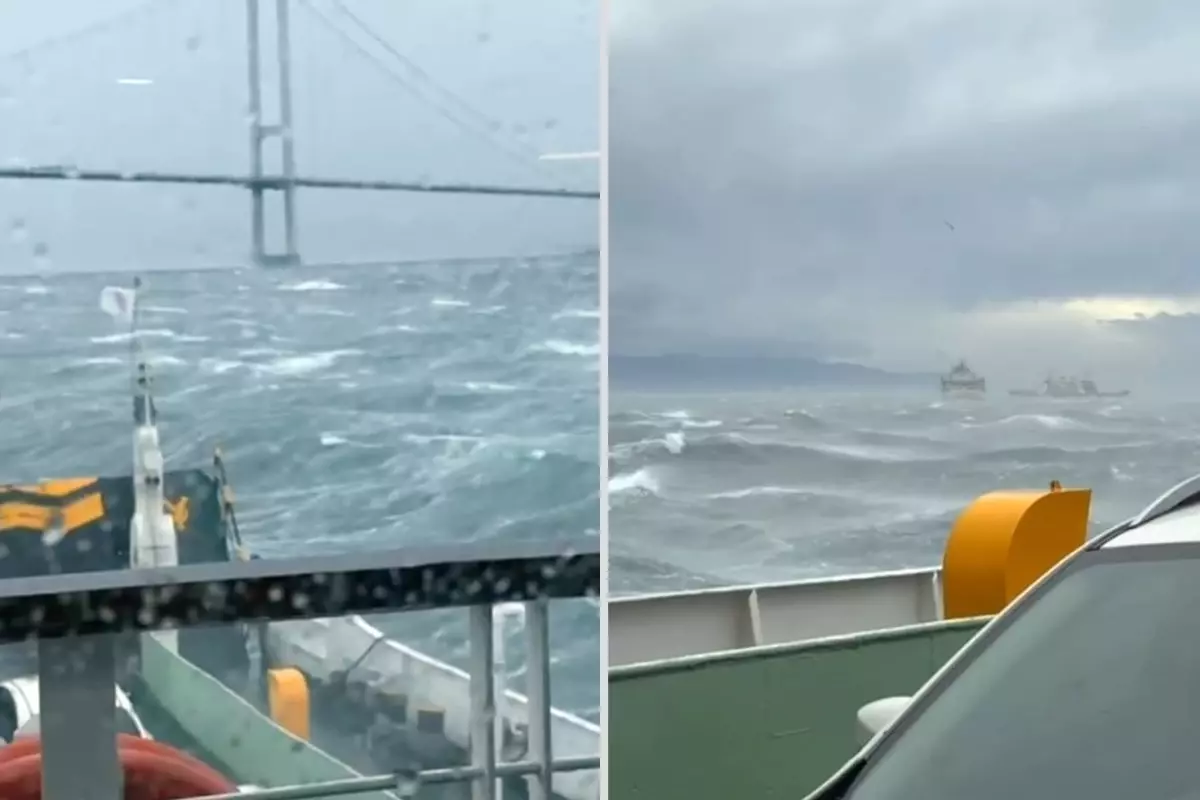 Yalova feribotu fırtınada sürükleniyor