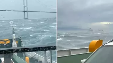 Yalova’da Fırtına Negmar Feribotunu Kıyıya Sürükledi, Yolcular Saatlerce Bekliyor