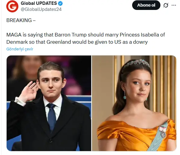 Barron Trump ve Prenses Isabella hayali bir fotoğrafı