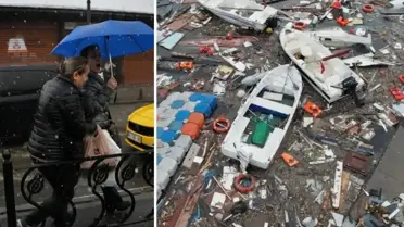 İstanbul’da fırtına sonrası hasar görmüş bir bölge