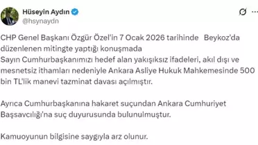 Erdoğan, Özel'e 500 Bin Liralık Manevi Tazminat Dava Açtı