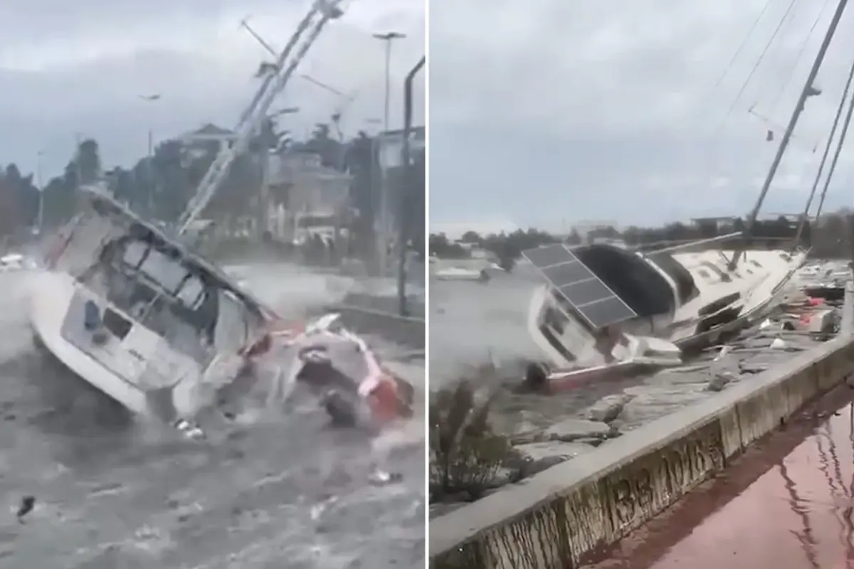 İstanbul’da Şiddetli Lodos: Dev Dalgalara Karşı Tekne Çöküşleri