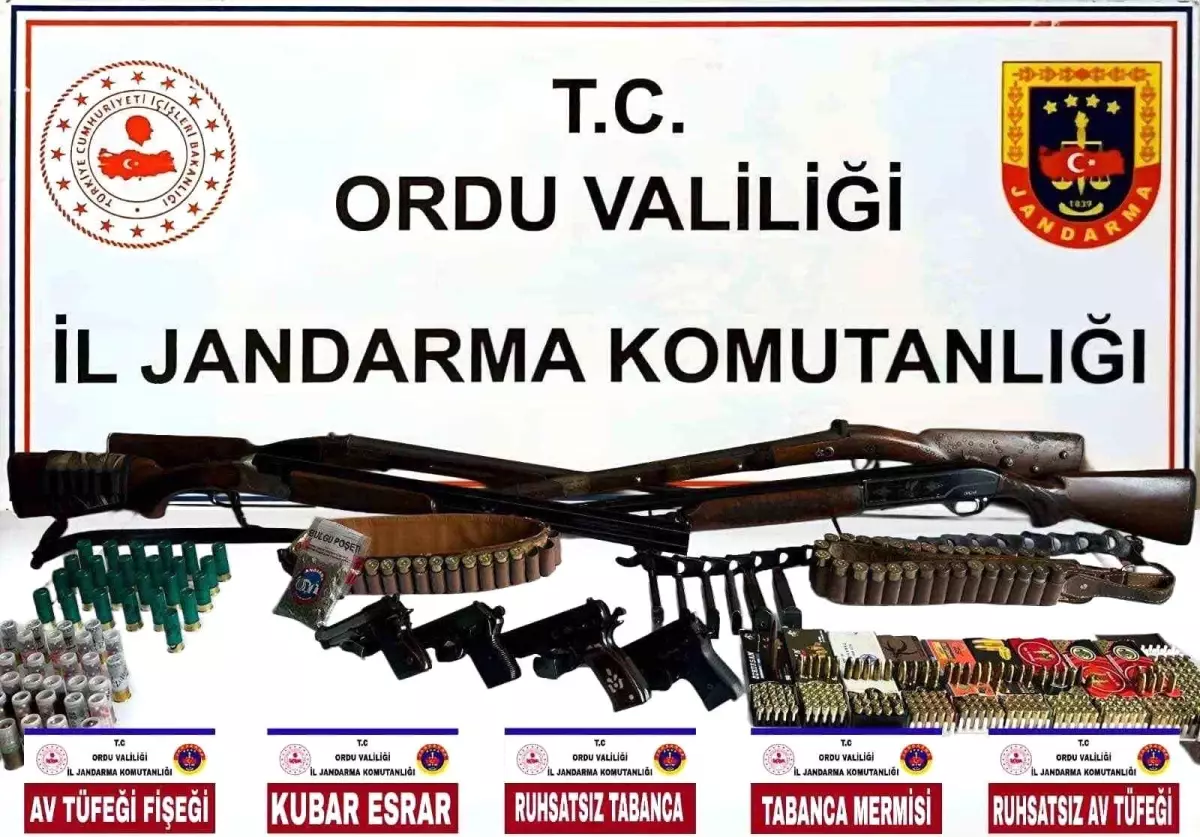 Ordu’da Jandarma’dan Yasa Dışı Silah ve Uyuşturucu Operasyonu: 4 Şüpheli Gözaltı