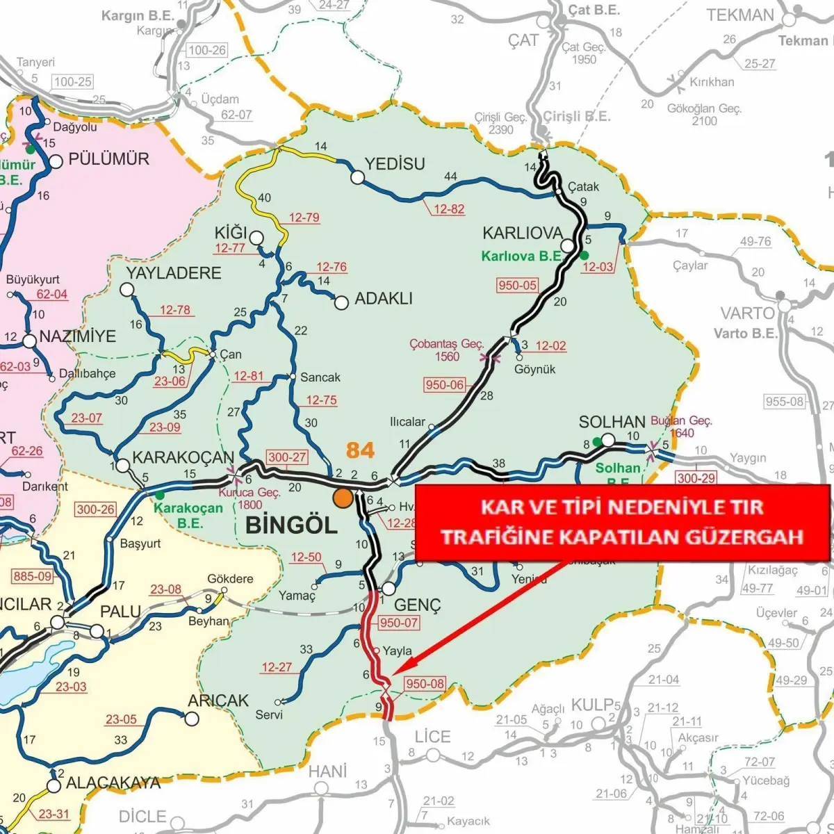 Bingöl‑Diyarbakır Karayolu TIR Trafiğine Kapandı: Sürücüler İçin Uyarı