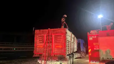 Yangın sonrası tır dorsesi