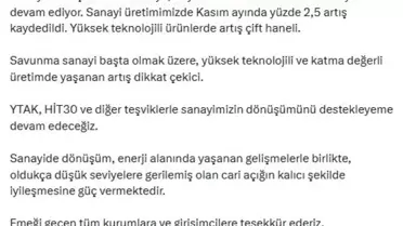 Sanayi üretimindeki artışın grafiği