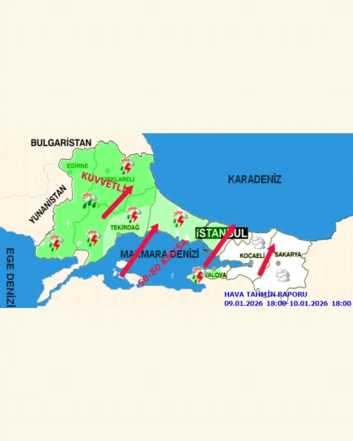İstanbul’da Şiddetli Yağış ve Kuvvetli Rüzgar Uyarısı