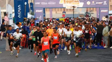 Maratonun ana fotoğrafı, koşucular Nil kenarında