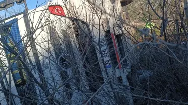 Kaza sonrası tırın fotoğrafı