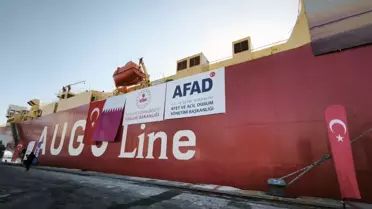 Yardım gemisinin Mersin limanından ayrılışı