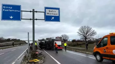 Devrilen kamyonetin yakın çekim fotoğrafı