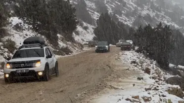 Kaş'ta karla kaplı doğa manzarası