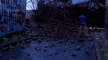 Çöken istinat duvarının hasar görüntüsü