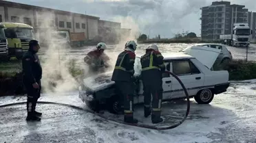 Yanıcı otomobilin yakın çekimi