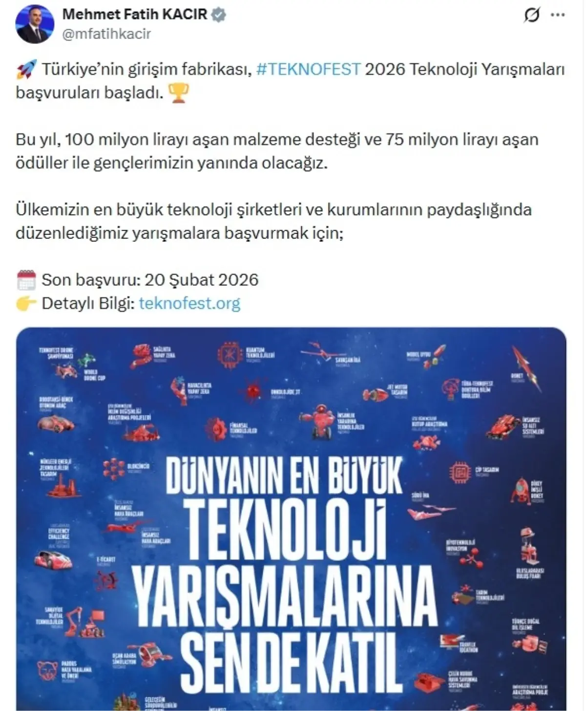 TEKNOFEST 2026 için başvurular resmen başladı