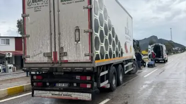 Kaza anındaki kamyon ve yaya