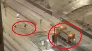 Kar küreme aracının refüje çarpması