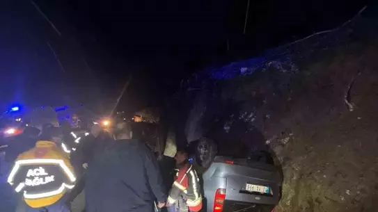 Kazdağları yolunda meydana gelen takla kazası