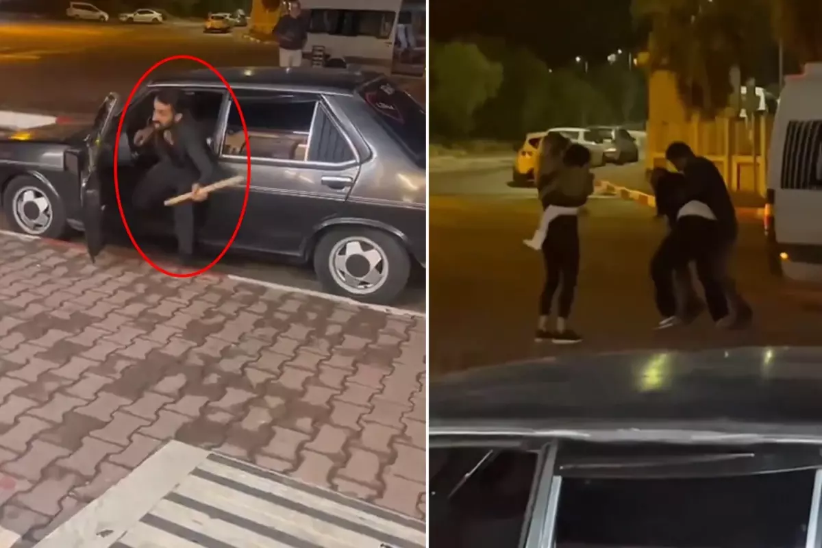 Şehir Eşkıyası Sokakta Sopayla Aile Üyesini Darp Etti