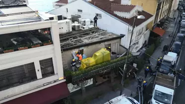 Yıkım sırasında çekilen havadan görüntü