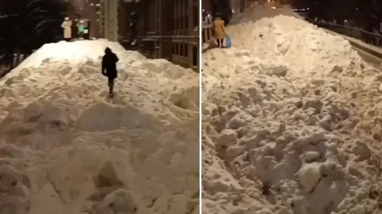 Moskova sokaklarında kar ve buz