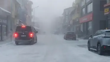 Dron ile çekilmiş Yeşilyurt kar manzarası