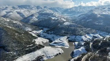 Dron görüntüsü: Yuvacık Barajı'nda su seviyesi