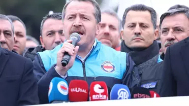 Memur-Sen eylemi sırasında konuşma