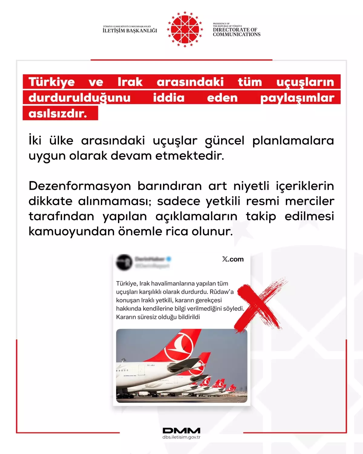 DMM'den Uçuş Durdurulması İddiasına Net Yanıt: Türkiye‑İrak Hava Trafiği Devam Ediyor