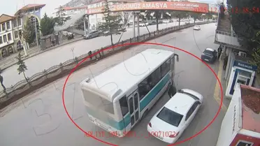 KGYŞ kamerasından Amasya’da çekilen trafik kazası görüntüsü