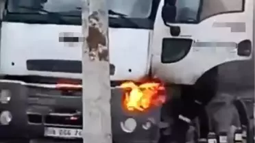 Yangın anındaki beton kamyonu