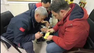 Şanlıurfa'da İtfaiye Ekipleri Papağının Ayağındaki Halhalı Başarıyla Çıkardı