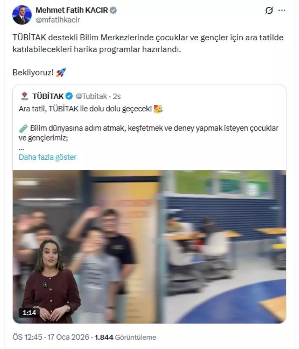 TÜBİTAK, Ara Tatilde Öğrenciler İçin Kış Akademileri ile Bilim Dolu Etkinlikler Sunuyor