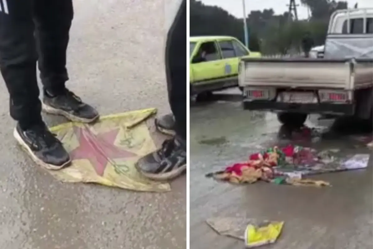 Tabka köyünde halkın afişleri parçalaması