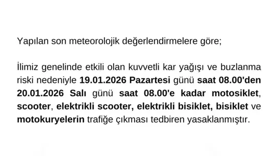 Bartın’da Kar ve Buzlanma Nedeniyle Motosiklet ve Bisiklet Trafiğine Geçici Yasak