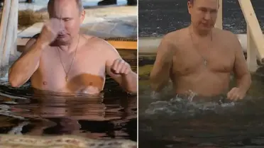 Putin buzlu suya dalarken