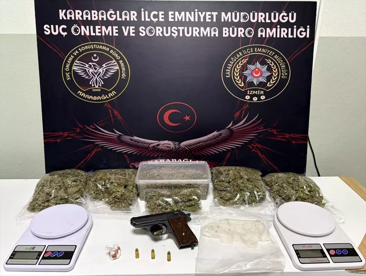 İzmir Karabağlar’da Uyuşturucu ve Ruhsatsız Tabanca Operasyonu