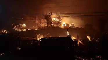 Şili'de yanan orman görüntüsü