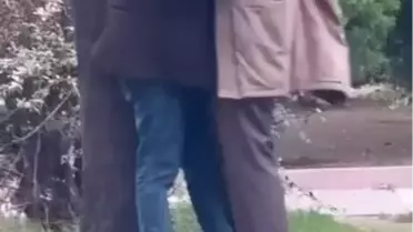 Parkta öpüşen çiftin ana fotoğrafı
