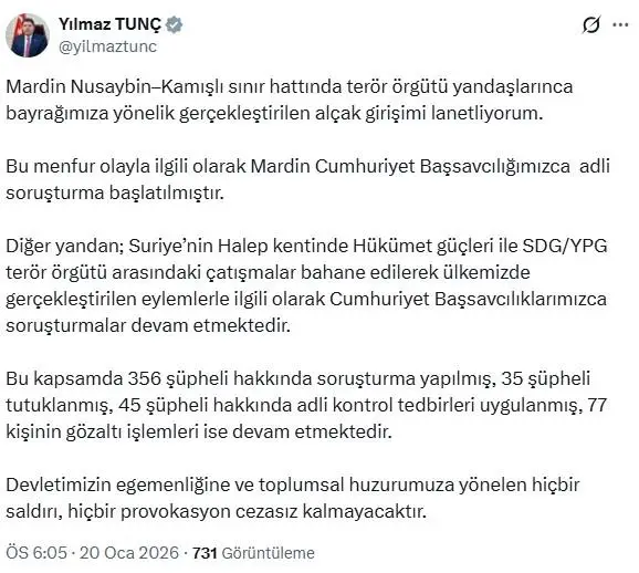 Bakan Tunç, basın mensuplarına açıklama yapıyor